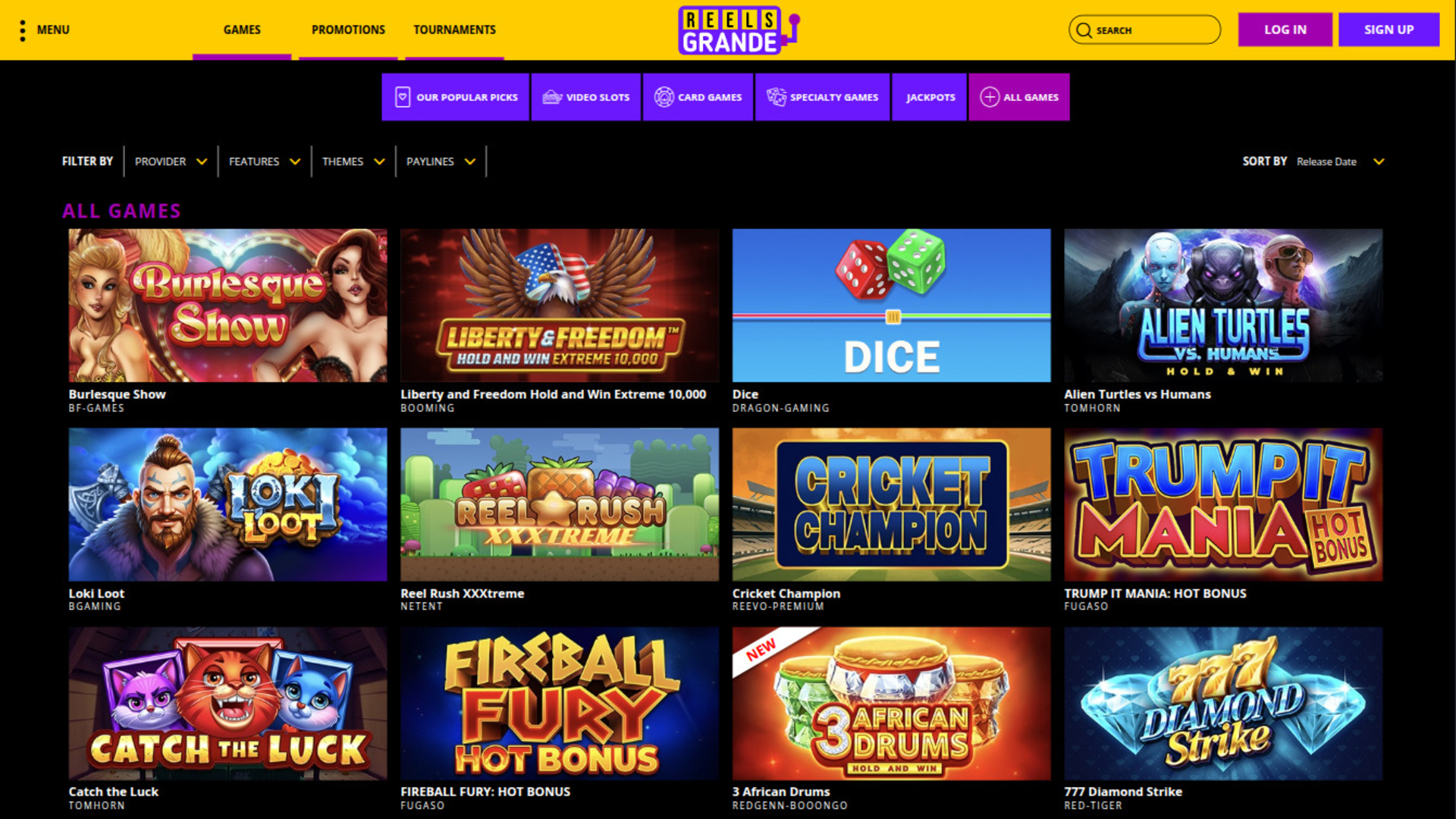 Reels Grande Casino Games Desktop