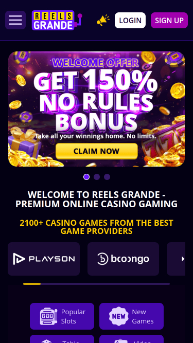Reels Grande Casino Mobile Homepage 