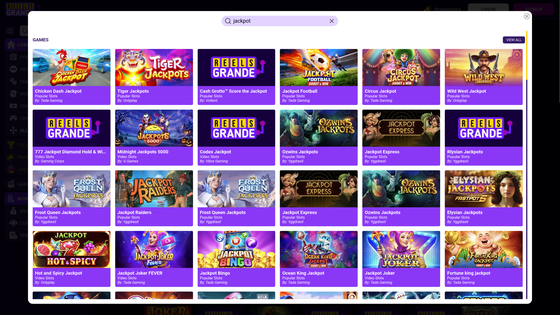 Reels Grande Casino Desktop Jackpot