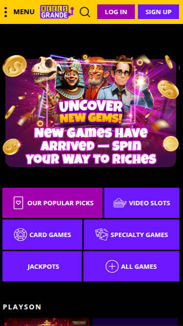 Reels Grande Casino Homepage Mobile