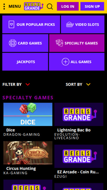 Reels Grande Casino Specialty Games Mobile