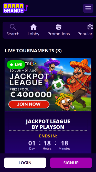 Reels Grande Casino Mobile Tournaments