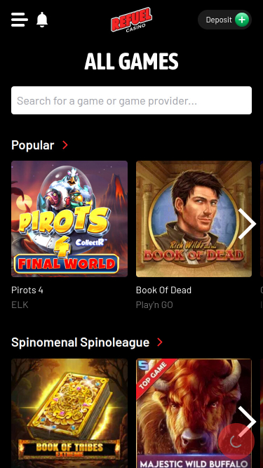 Refuel Casino Mobile Games