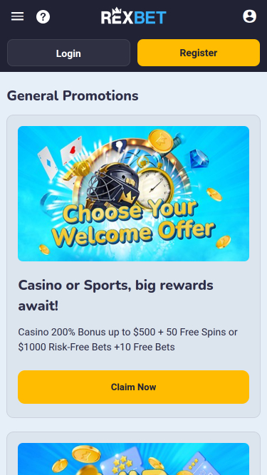 Rexbet Casino Mobile Promotions