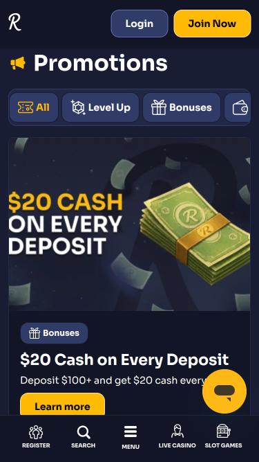 ReyBets Casino promotions mobile page