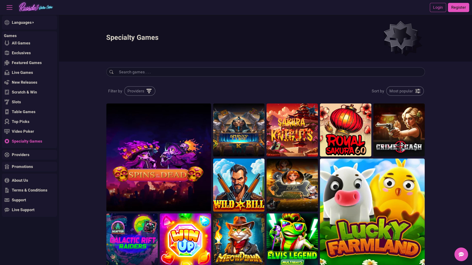 Ricardos Casino Desktop Specialty Games