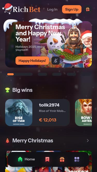 RichBet Casino Homepage Mobile