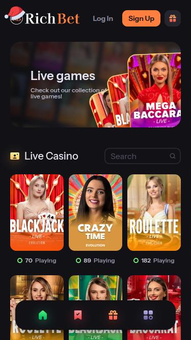 RichBet Casino Live Dealer Mobile