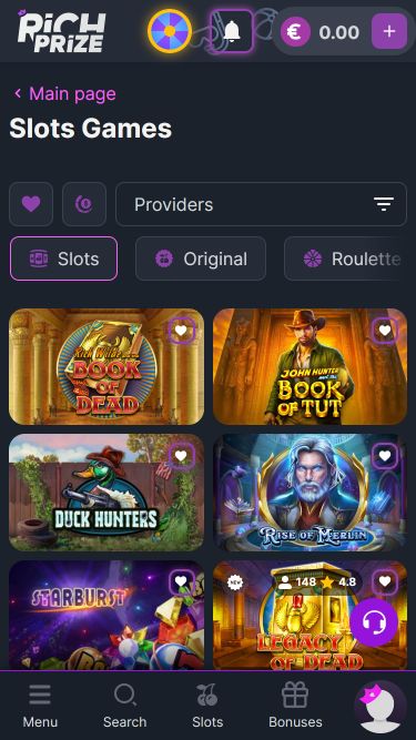 RichPrize Casino Mobile Games