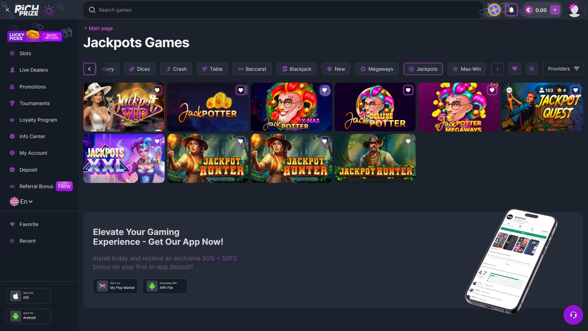 RichPrize Casino Desktop Jackpot
