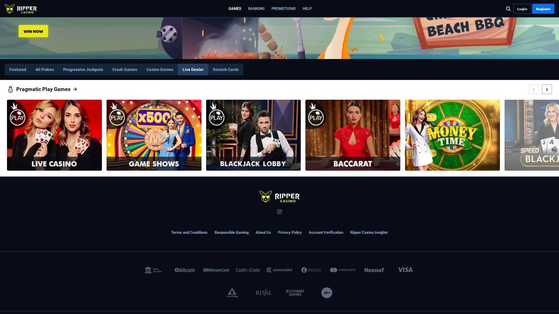 Ripper Casino Desktop Live Dealer