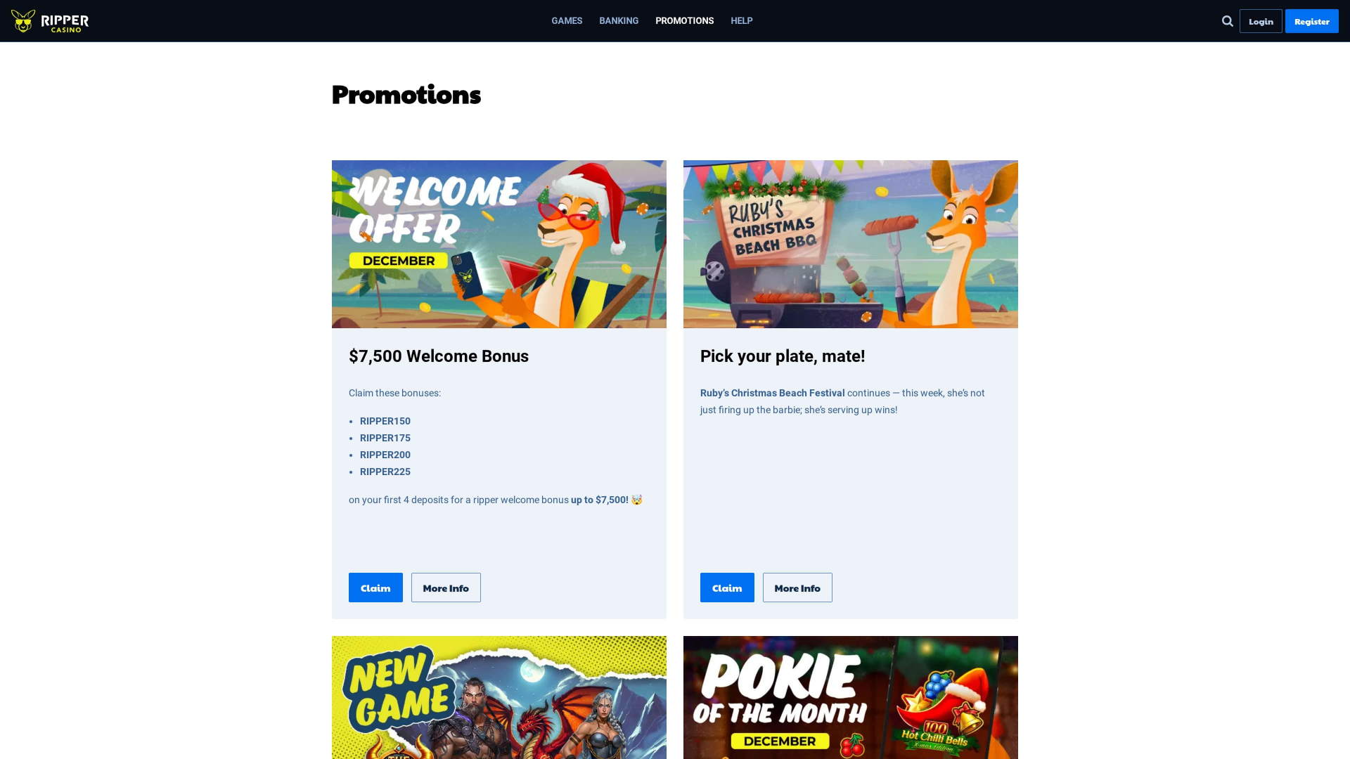 Ripper Casino Desktop Promotions