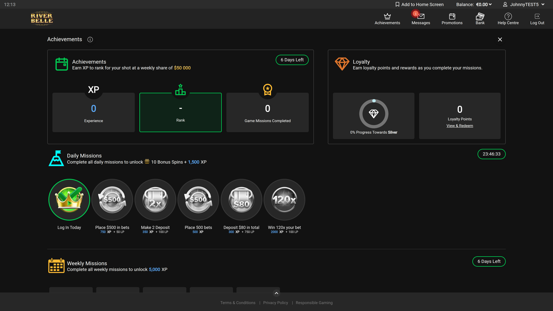 Riverbelle Casino Desktop Achievements