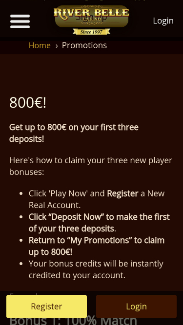 Riverbelle Casino Mobile Promotions