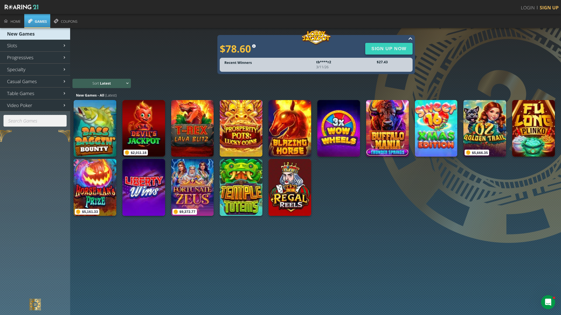 Roaring 21 Casino Desktop Games