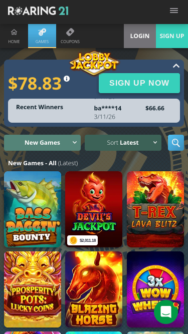 Roaring 21 Casino Mobile Games