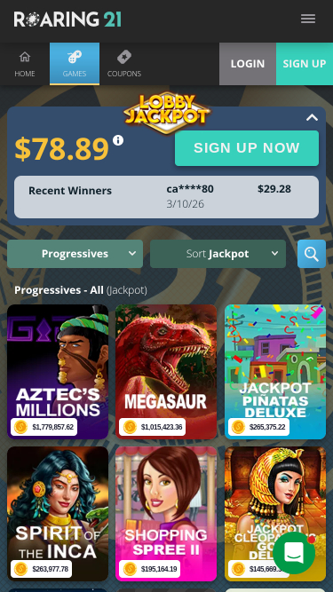 Roaring 21 Casino Mobile Jackpot