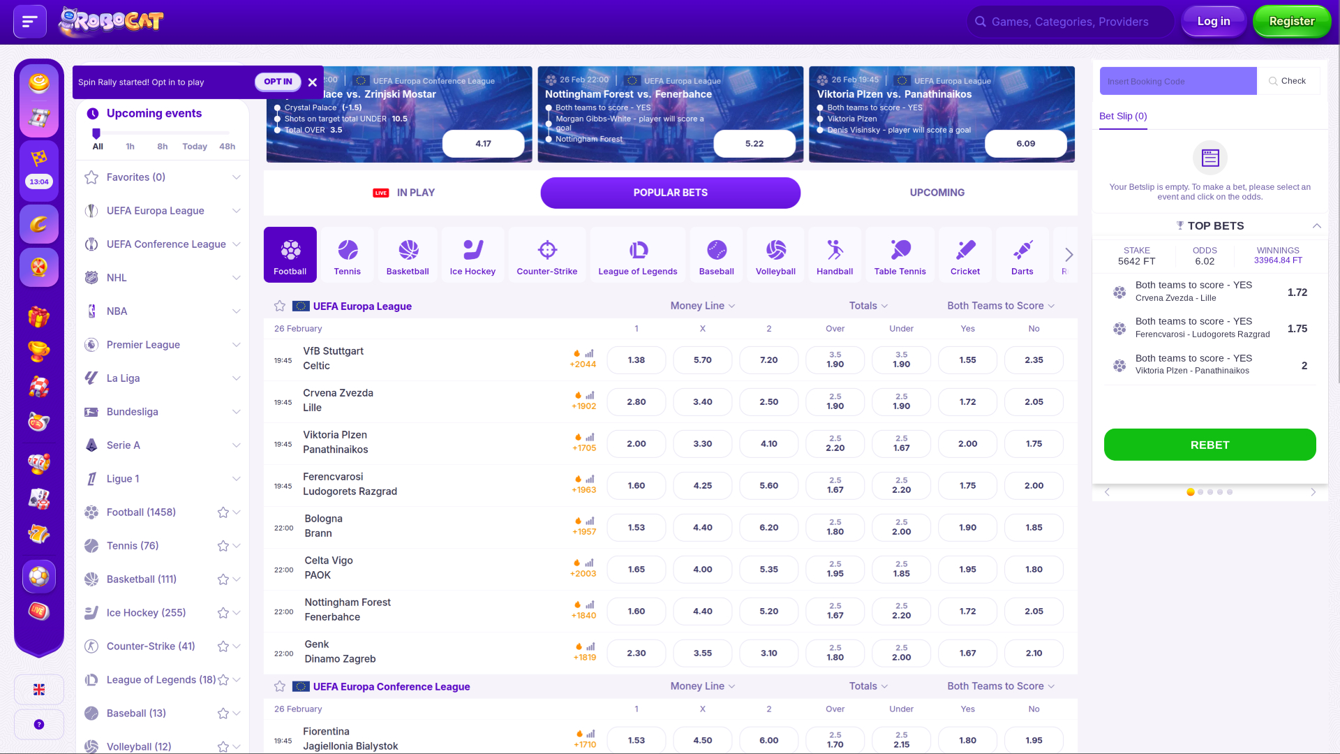Robocat Casino Desktop Sports Betting