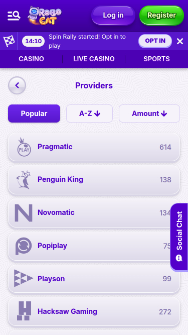 Robocat Casino Mobile Game Developers