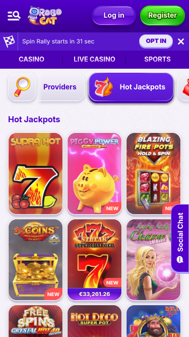 Robocat Casino Mobile Jackpot