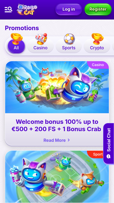 Robocat Casino Mobile Promotions