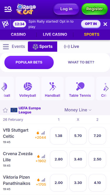Robocat Casino Mobile Sports Betting