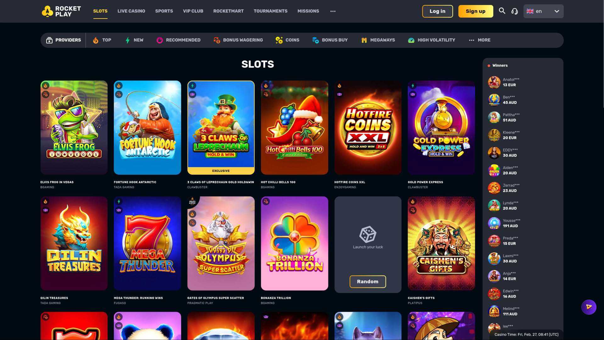 RocketPlay Casino Desktop Games