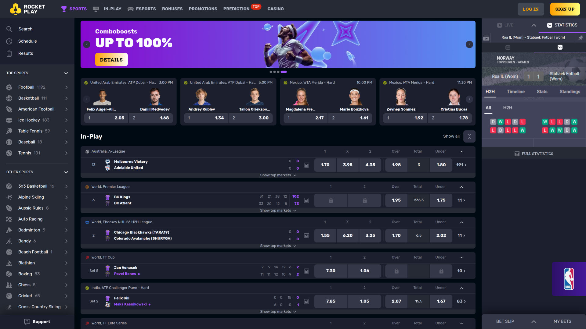 RocketPlay Casino Desktop Sports Betting
