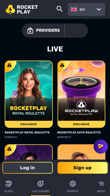 RocketPlay Casino Mobile Live Dealer