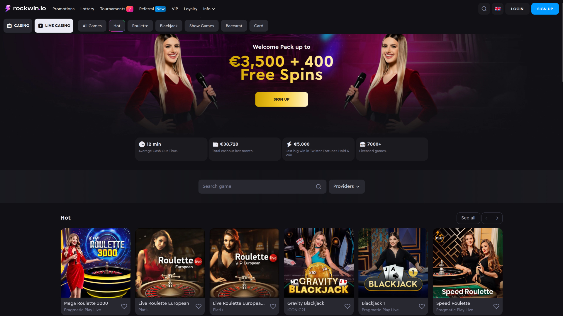 Rockwin Casino Desktop Live dealer