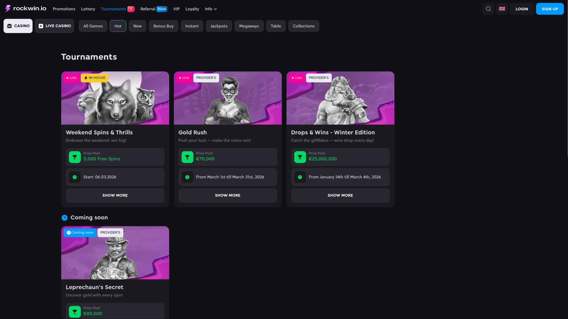 Rockwin Casino Desktop Tournaments