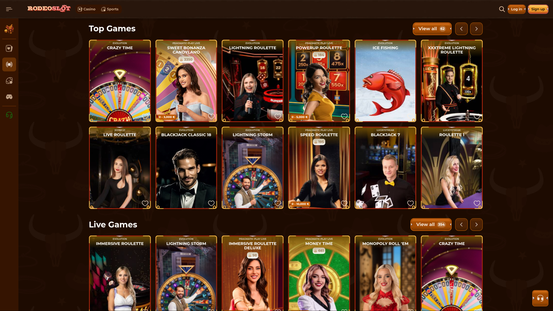 RodeoSlot Casino Desktop Live Dealer