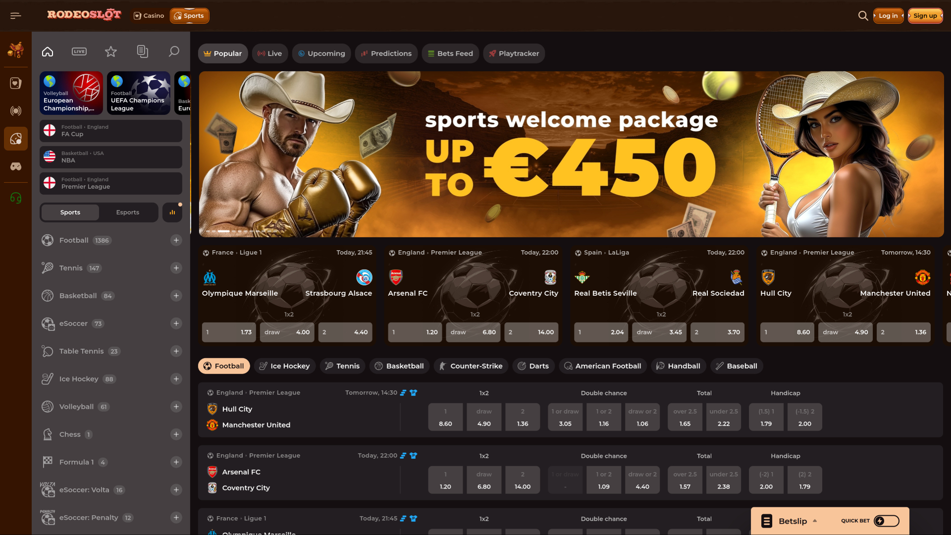 RodeoSlot Casino Desktop Sports