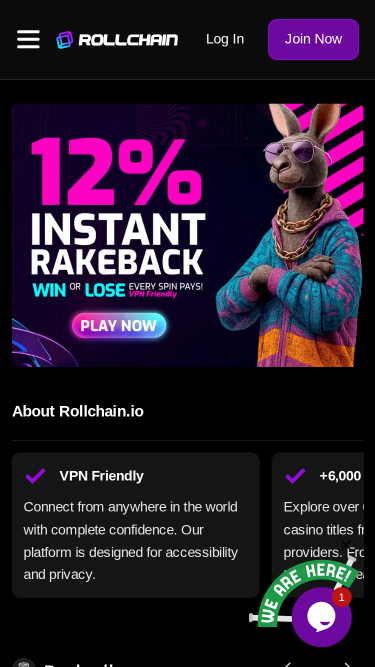 RollChain Casino Homepage