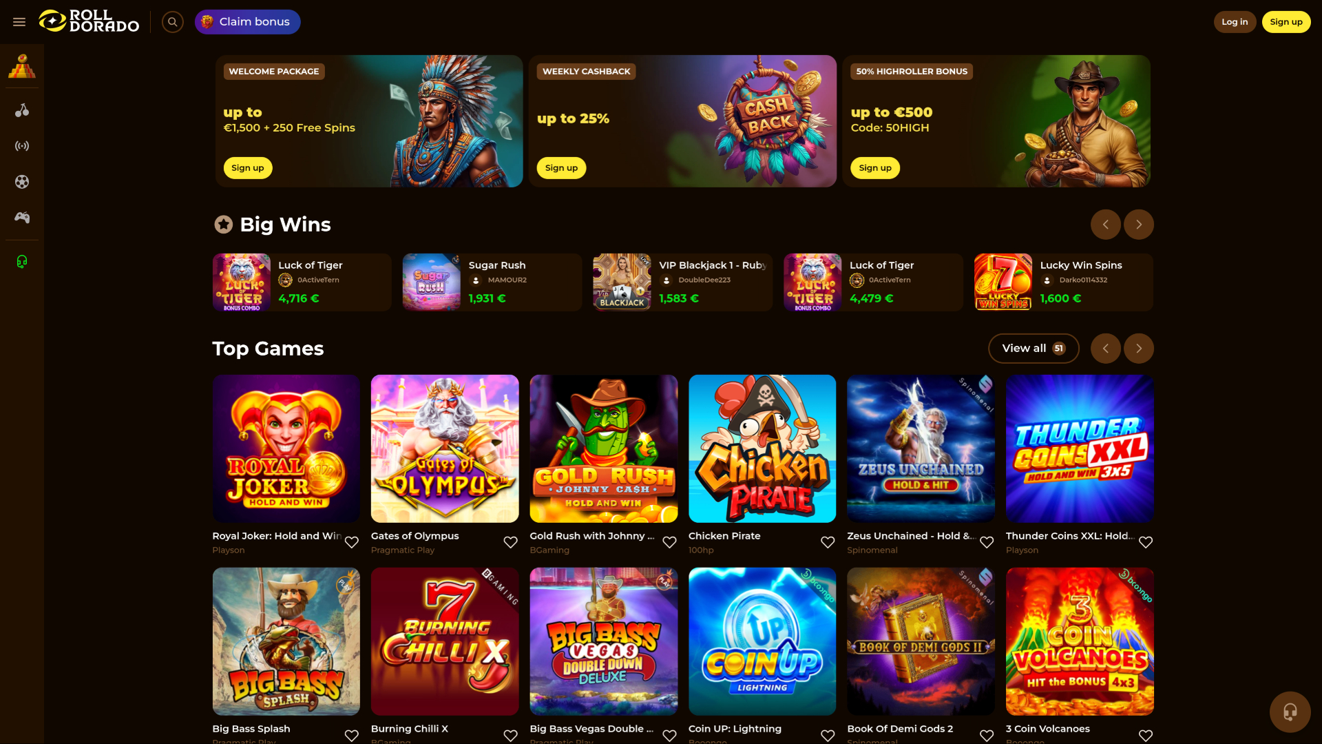Roll Dorado Casino Homepage