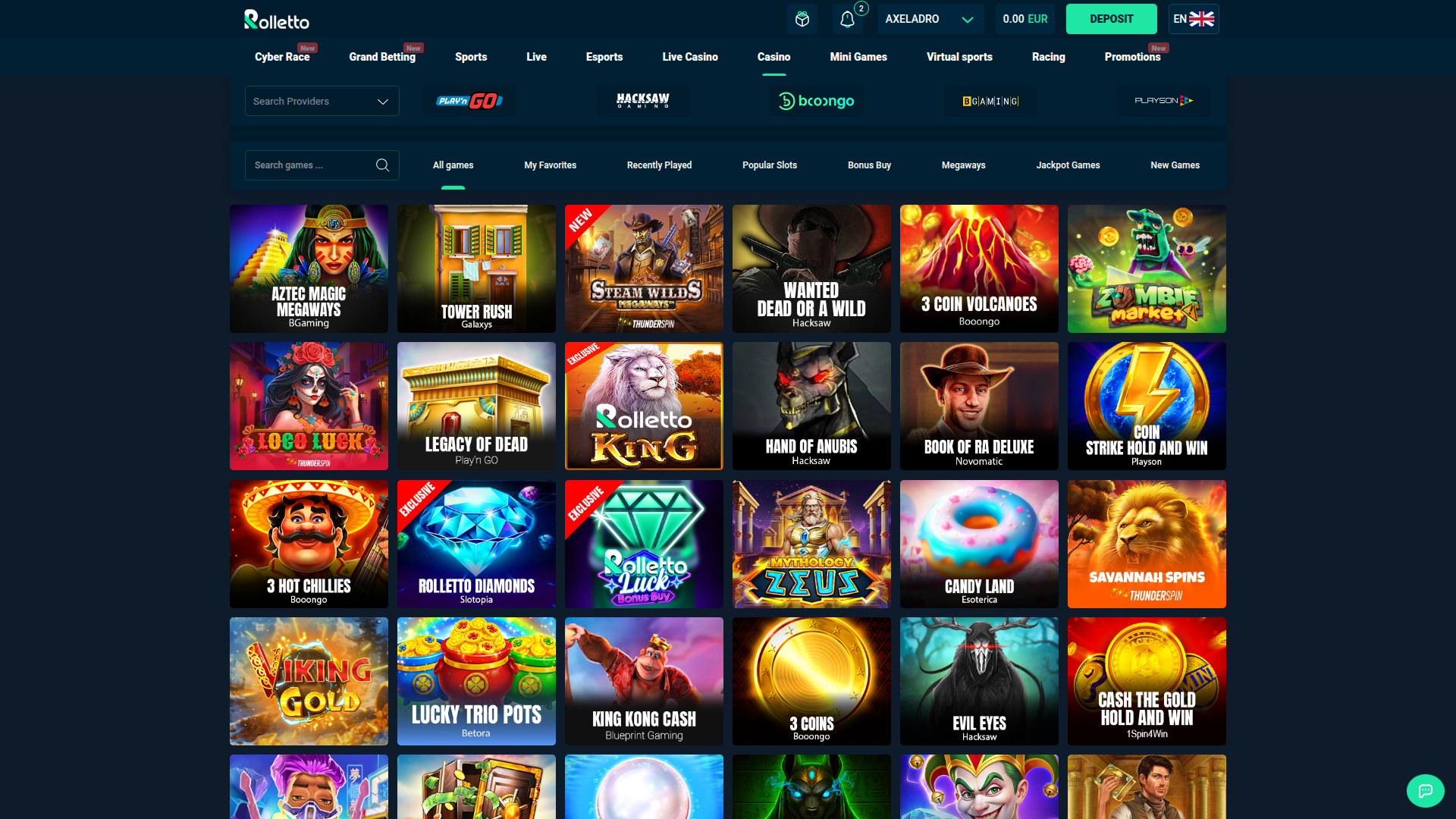 Rolletto Casino Desktop Jackpot