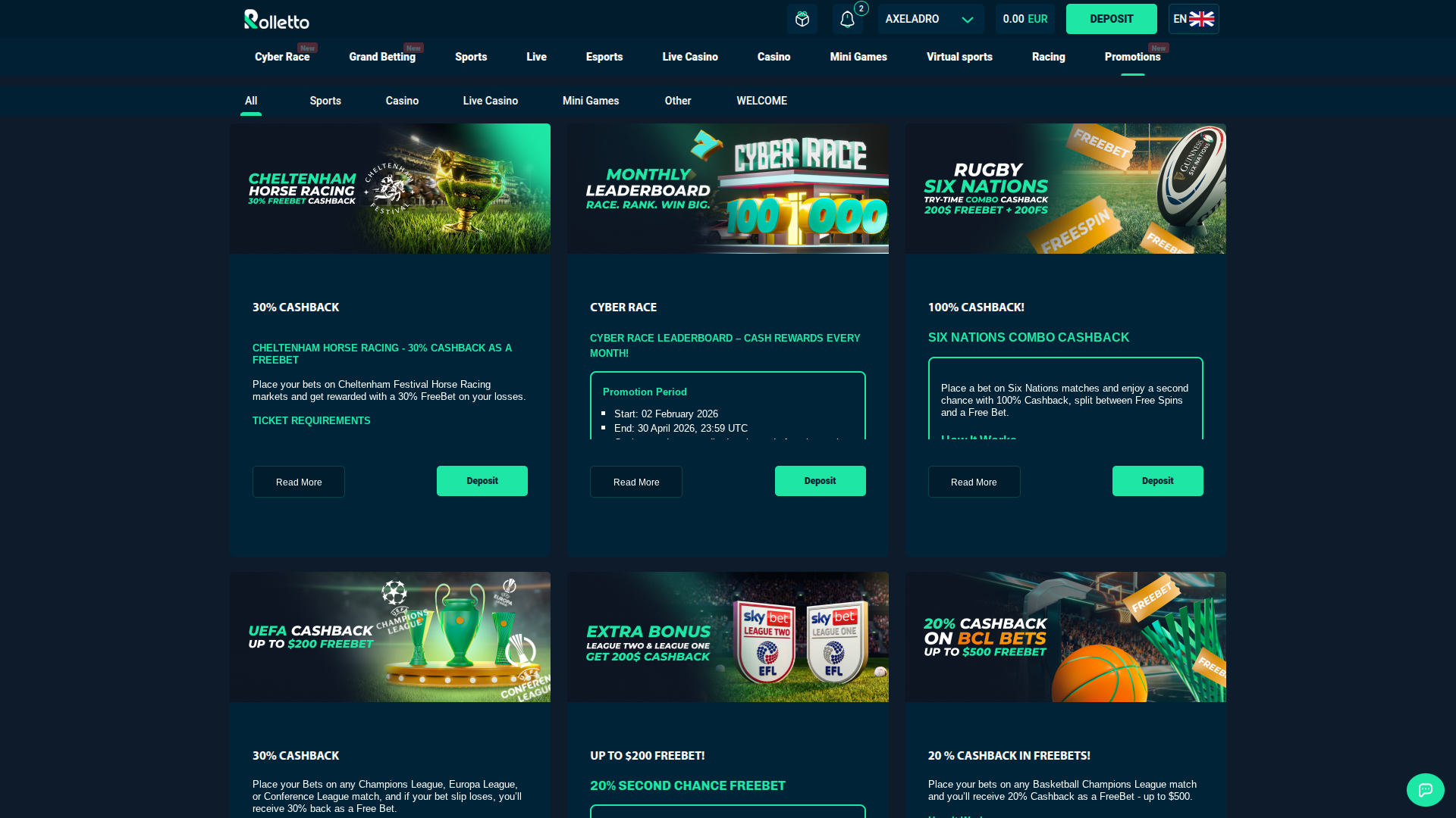 Rolletto Casino Desktop Promotions