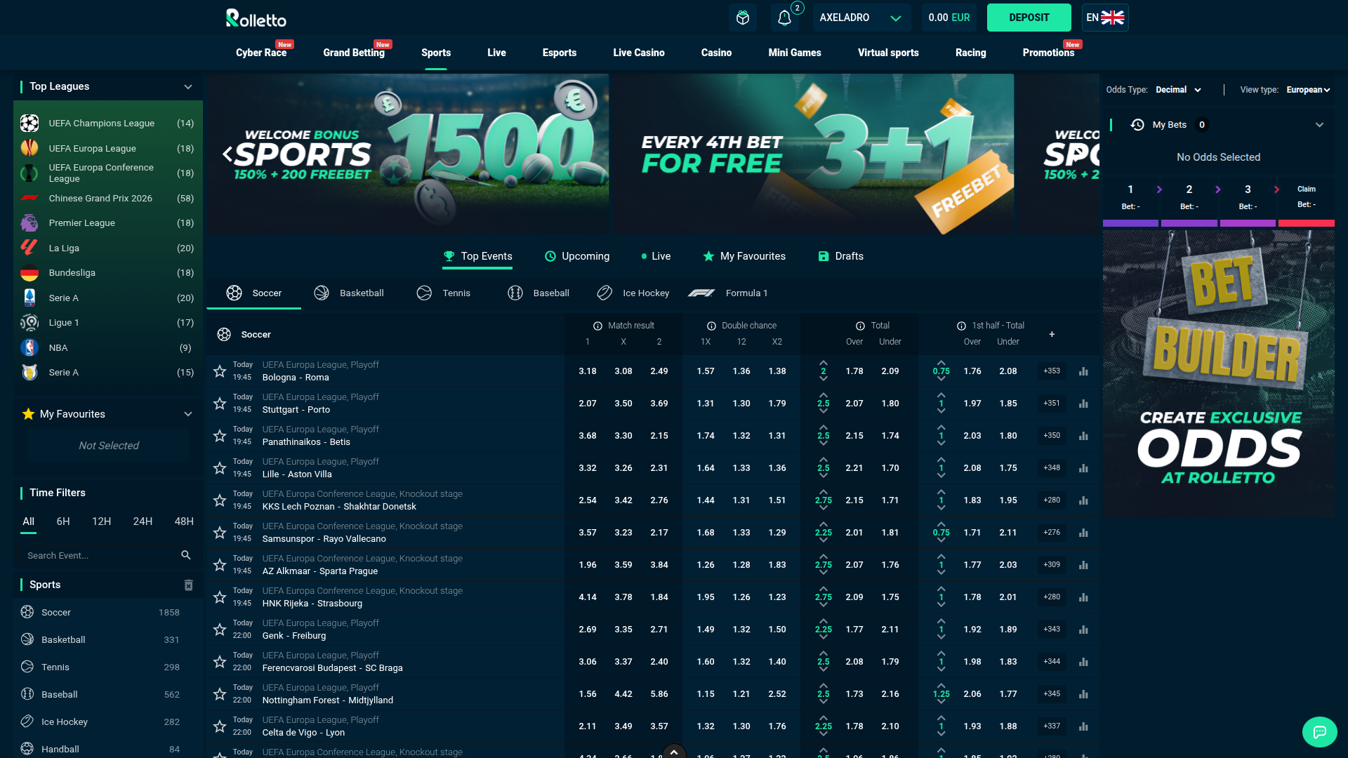 Rolletto Casino Desktop Sports Betting