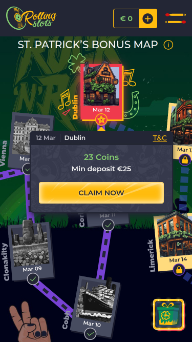 RollingSlots Casino Mobile Bonus Map