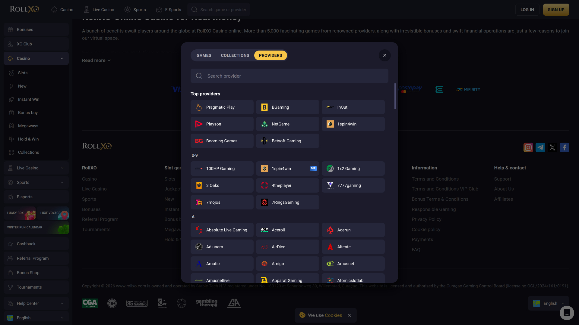 Rollxo Casino Desktop Game Developers