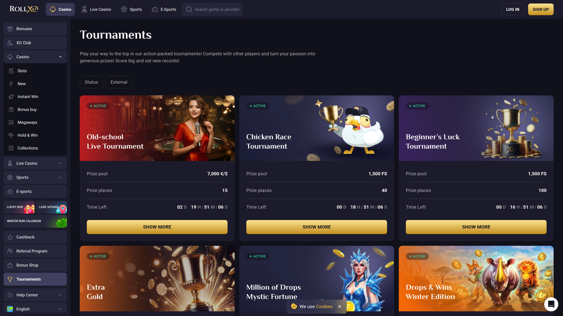 Rollxo Casino Desktop Tournaments