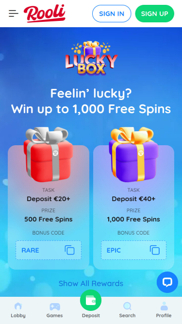 Rooli Casino Mobile Lucky Box
