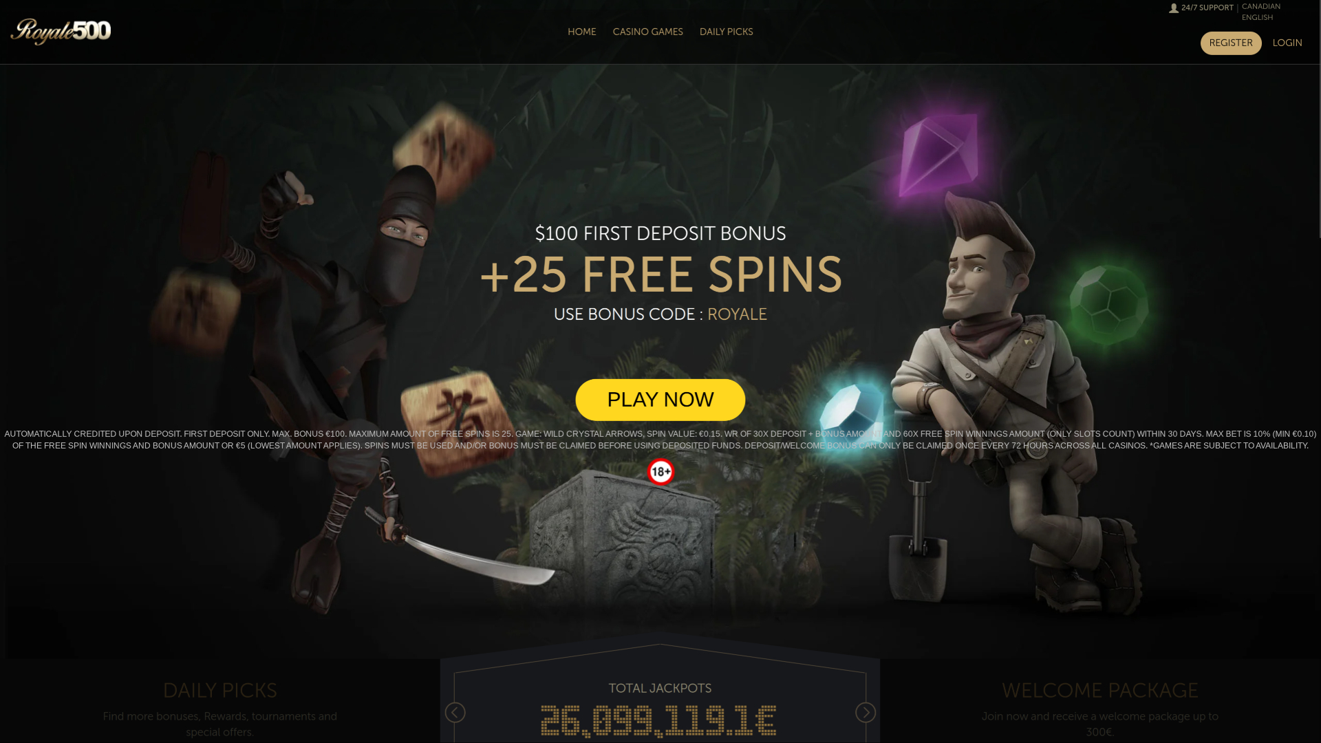 Royale500 Casino Desktop Homepage