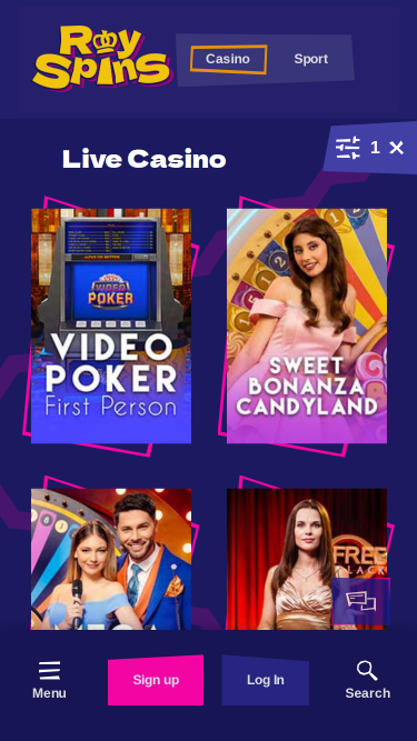 Royspins Online Casino Mobile Live Dealer