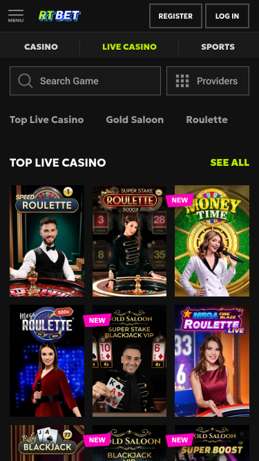 RTbet Casino Mobile Live Dealer