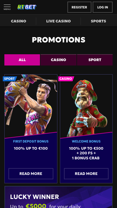 RTbet Casino Mobile Promotions