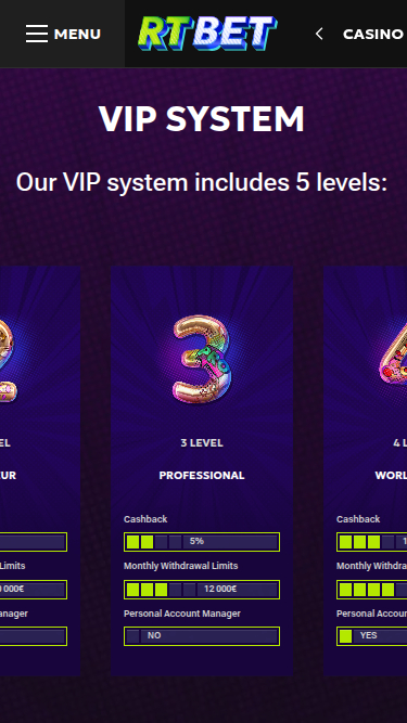RTbet Casino Mobile VIP Program