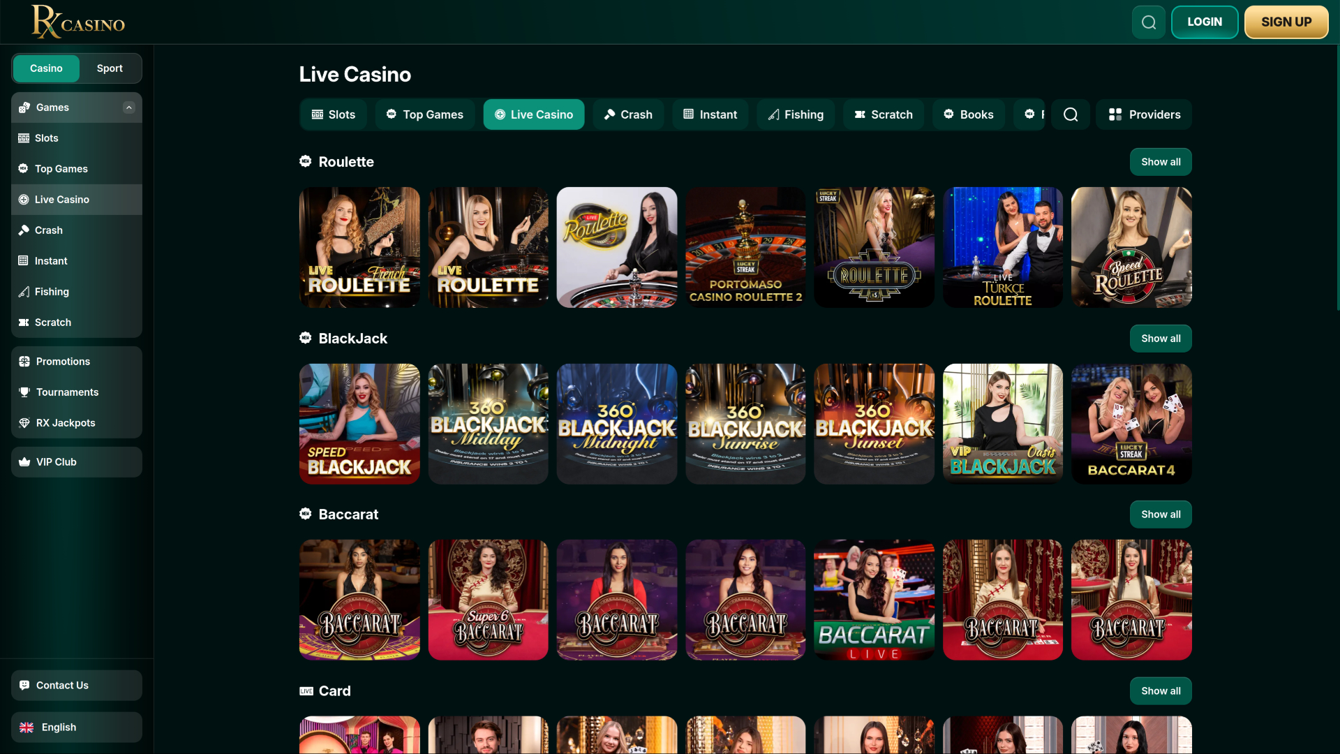 RX Casino Desktop Live Dealer