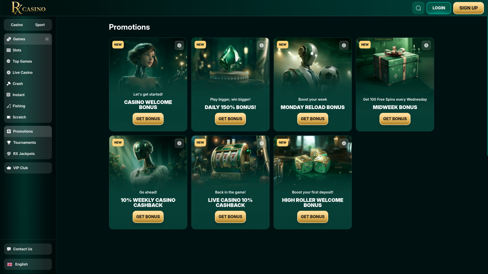 RX Casino Desktop Promotions