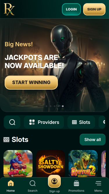 RX Casino Mobile Homepage